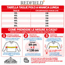 Redfield polo manica lunga taglie forti uomo colore grigio antracite RF-NOS9206-22