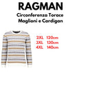 Ragman maglione girocollo in misto Cashmere taglie forti uomo colore bianco fantasia 741880/003
