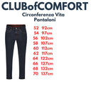Club of Comfort pantalone modello jeans termico cinque tasche taglie forti uomo colore blu scuro Henry 6822/40