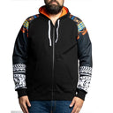 Blocco 38 felpa cotone felpato con cappuccio e zip intera taglie forti uomo colore nero B38514999