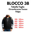 Blocco 38 felpa cotone felpato con cappuccio e zip intera taglie forti uomo colore nero B38514999