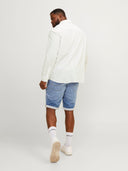 Jack & Jones camicia manica lunga misto lino taglie forti uomo colore bianco 12253720