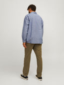 Jack & Jones camicia manica lunga misto lino taglie forti uomo colore denim 12253720