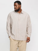 Jack & Jones camicia misto lino manica lunga taglie forti uomo colore sabbia 12269089