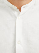 Jack & Jones camicia misto lino collo coreana manica lunga taglie forti uomo bianco 12270008
