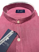 Levoratto camicia manica lunga collo coreana 100% lino taglie forti uomo colore rosa 201006PN