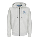 Jack & Jones felpa zip intera con cappuccio taglie forti uomo colore bianco melange 12274349