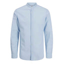 Jack & Jones camicia misto lino collo coreana manica lunga taglie forti uomo colore azzurro 12270008