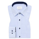 Eterna camicia manica lunga  taglie forti uomo colore rigato azzurro 8992/12/E15P