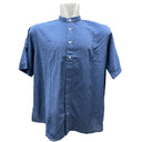 Maxfort camicia mezza manica misto lino collo coreana taglie forti uomo colore blu E1263/100