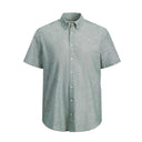 Jack & Jones camicia mezza manica misto lino taglie forti uomo colore verde 12302364