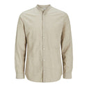 Jack & Jones camicia misto lino collo coreana manica lunga taglie forti uomo colore beige 12270008