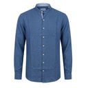Maxfort camicia manica lunga misto lino taglie forti uomo colore blu Pisticci 100