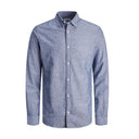 Jack & Jones camicia manica lunga misto lino taglie forti uomo colore denim 12253720