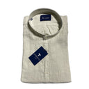 Levoratto camicia manica lunga collo coreana 100% lino taglie forti uomo colore burro 201006PN