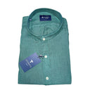 Levoratto camicia manica lunga collo coreana 100% lino taglie forti uomo colore verde 201006PN