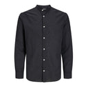 Jack & Jones camicia misto lino collo coreana manica lunga taglie forti uomo colore nero 12270008