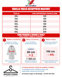 Tabella taglie accappatoi Maxfort, circonferenza pancia da 2XL a 8XL