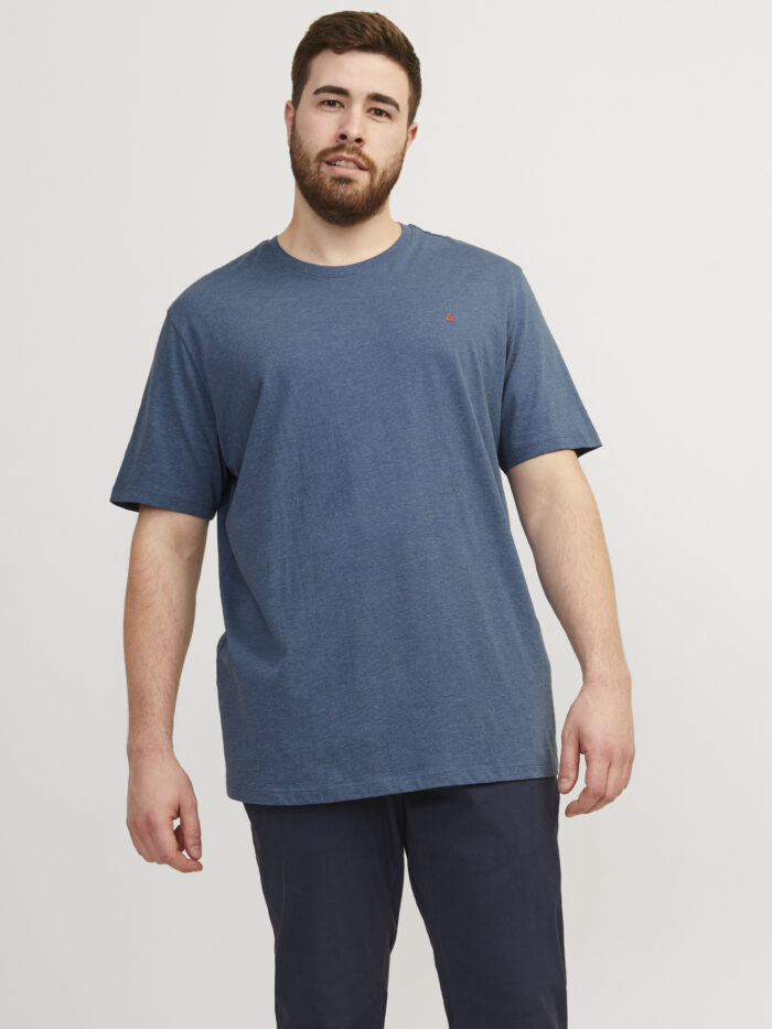 Jack & Jones maglia mezza manica taglie forti uomo colore denim blu 12253778 - immagine 4