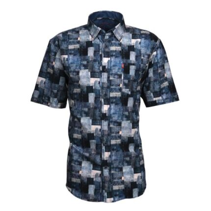 Montecarlo camicia mezza manica taglie forti uomo colore fantasia blu 27113/747