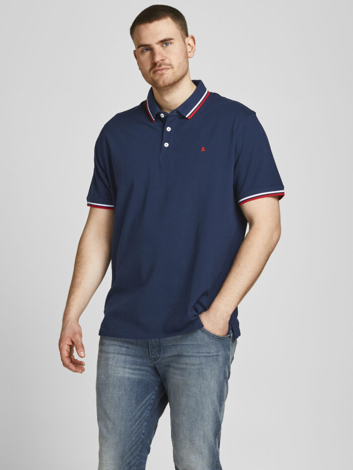 Jack & Jones polo mezza manica taglie forti uomo colore blu navy 12143859 - immagine 2